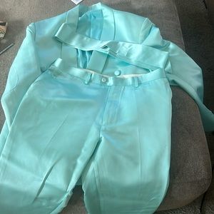SATIN MINT GREEN SUIT- I ONLY COMMUNICATE THROUGH THE POSHMARK APP